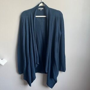 Neiman Marcus Cardigan Sweater Women's Medium 100% Cashmere Cerulean Blue Office